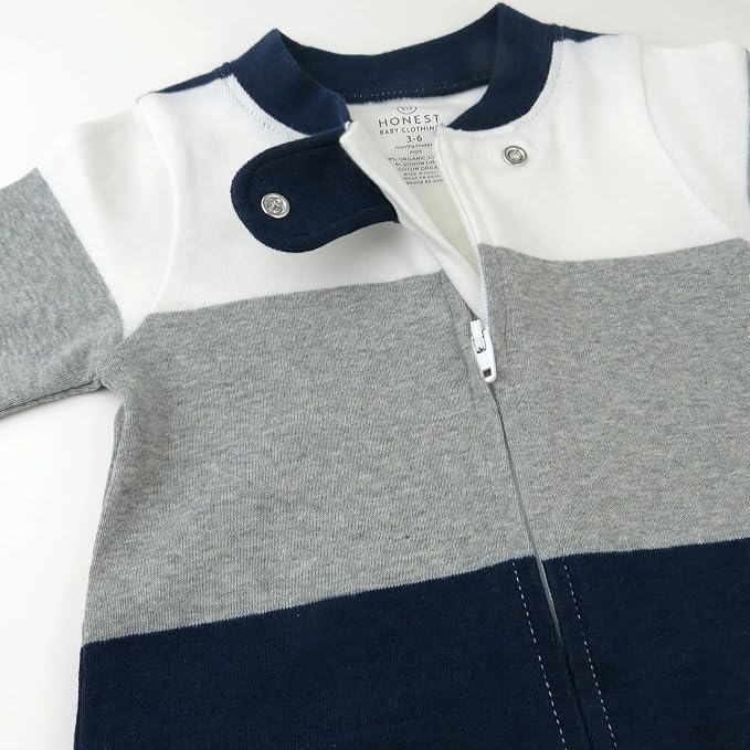 HonestBaby Baby Sleep N' Play One-Piece Zip-Front Footed Organic Cotton Pajama - Image 5