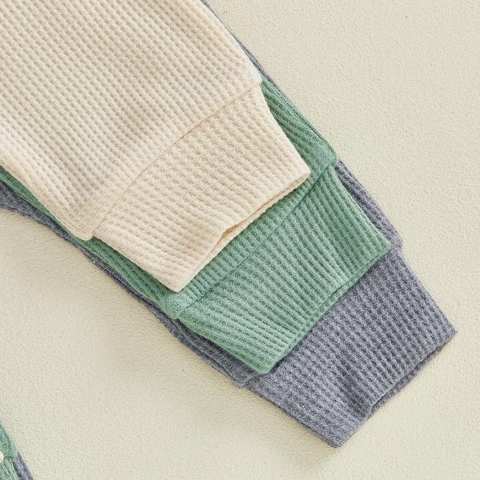 Sejardin Toddler Baby Boy Girl Pants 3 Pack Solid Color Elastic Waist Jogger - Image 7