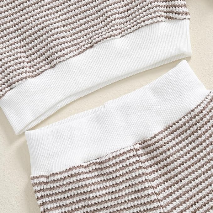 Toddler Baby Boy Fall Clothes Waffle Outfit Long Sleeve Color Blocking - Image 3