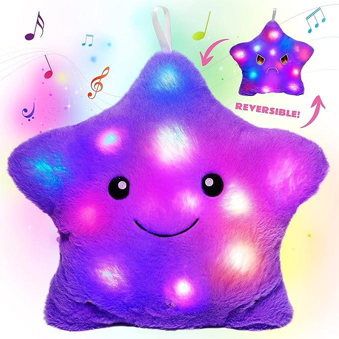 Cuteoy 13" Musical Purple Star Plush Pillow Glowing Twinkle Night Light Stuffed by Cuteoy