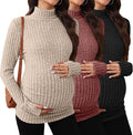 3 Pack Maternity T-Shirts Pregnancy Tops Women Sweater Long Sleeve Turtleneck by Sweetyweee