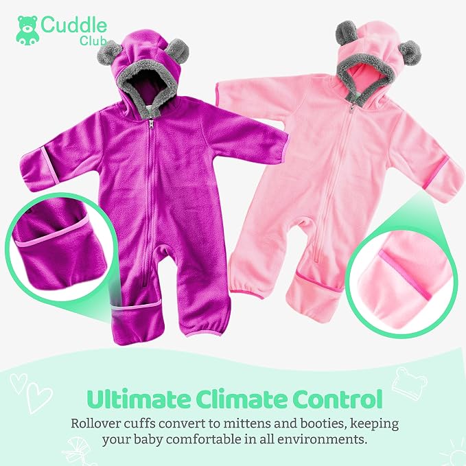 Cuddle Club Fleece Baby Bunting Bodysuit - Image 3