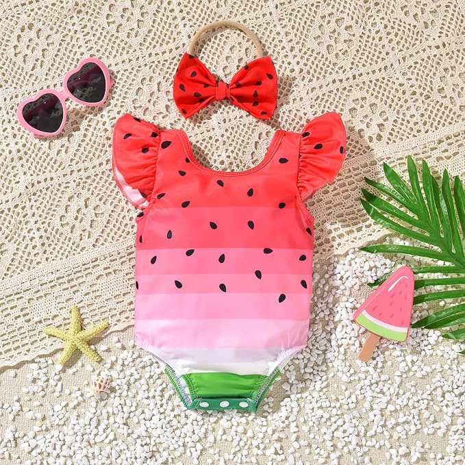 Toddler Girl Baby Ruffles Mermaid Fish Scale Swimsuit One Piece Swimwear - Image 5