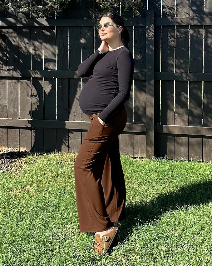 G4Free Maternity Pants Over The Belly Yoga Dress Work Pregnancy Pants Stretchy - Image 4