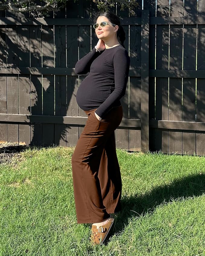 G4Free Maternity Pants Over The Belly Yoga Dress Work Pregnancy Pants Stretchy - Image 4