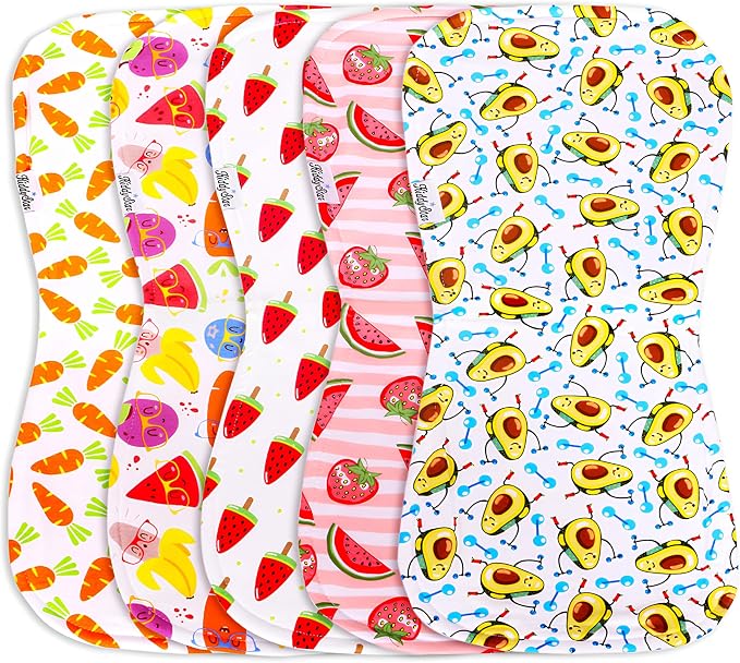 5-Pack Organic Cotton Burp Cloths – Large, Ultra-Soft 3-Layer Towels by KiddyStar%C2%AE