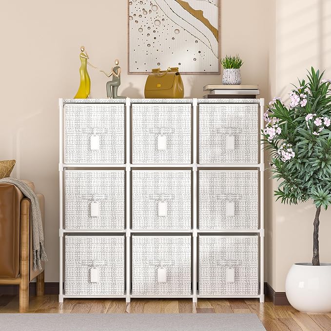 9 Cube Storage Organizer with Printed Drawers, Toy Cubby Storage - Image 2