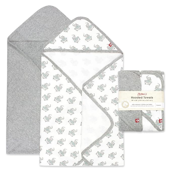Zutano Hooded Baby Towels, Organic Cotton Baby Bath Towel, Ultra Soft and by Zutano