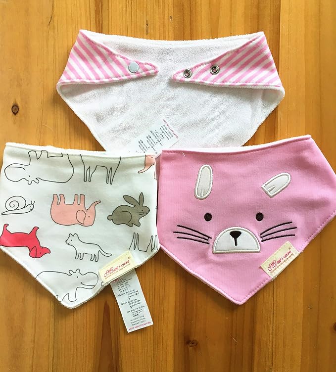 Baby Dribble Bib, Toddler Bandana Bib 3 Packs Super Absorbent Cotton Feeding - Image 3