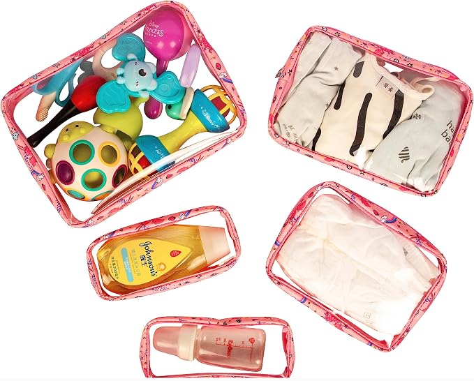 TSA Approved 5-Piece Diaper Bag Organizer Pouch Set Clear Waterproof TPU Kids - Image 5
