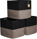 NaturalCozy 13x15x13 Kallax Storage Cubes Bins, 3 Pack | Cotton Rope Cube by NaturalCozy