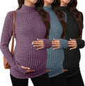 3 Pack Maternity T-Shirts Pregnancy Tops Women Sweater Long Sleeve Turtleneck by Sweetyweee