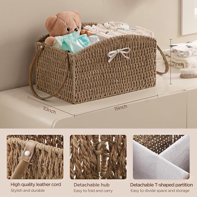 HBlife Diaper Caddy Organizer, Large Hand-Woven Storage Basket - Image 3