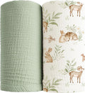Konssy Muslin Swaddle Blankets for Girls Boys 2 Pack, 100% Cotton Receiving by Konssy