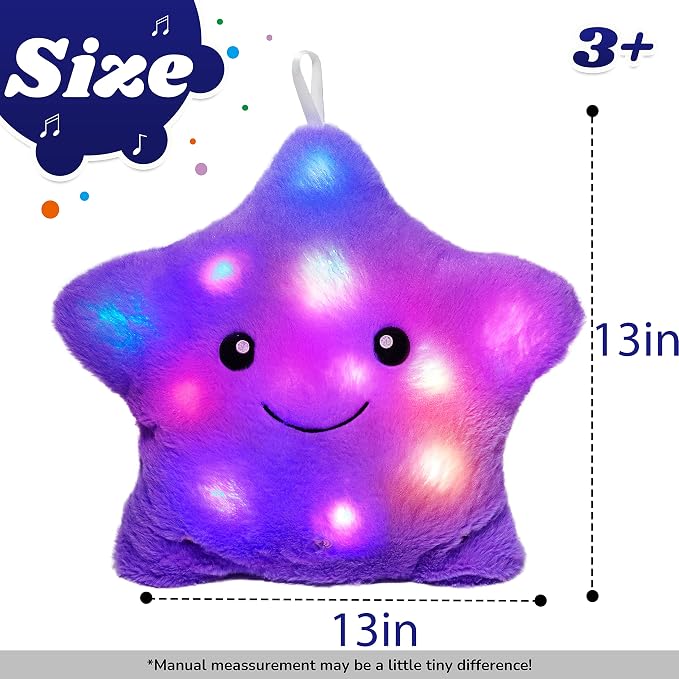 Cuteoy 13" Musical Purple Star Plush Pillow Glowing Twinkle Night Light Stuffed - Image 3