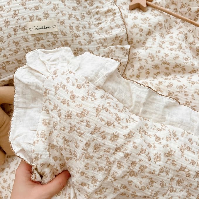BuLuTu Camellia Floral Print Pillowcase King Muslin Cotton Pillow Case Chic - Image 5