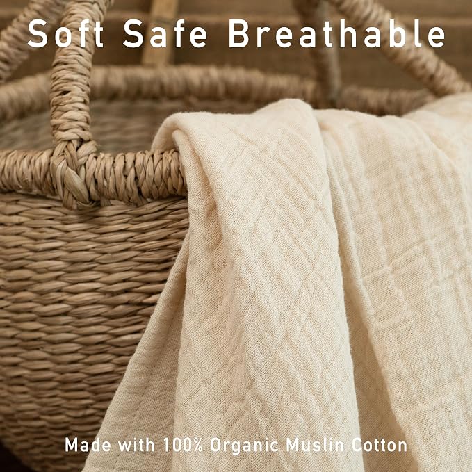 Muslin Swaddle Blankets for Baby Girls and Boys, 4 Pack Breathable and - Image 4