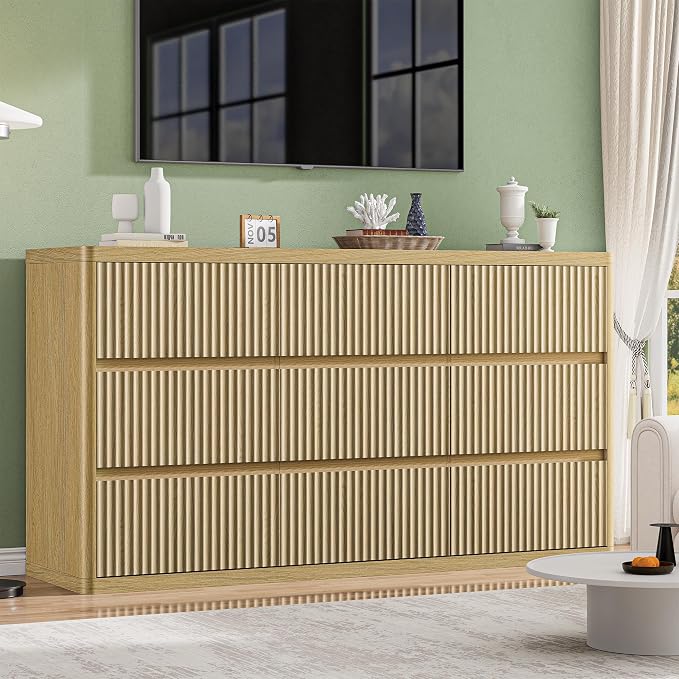 Fluted 9 Drawers Dresser, Modern Chest of Drawers - Image 9