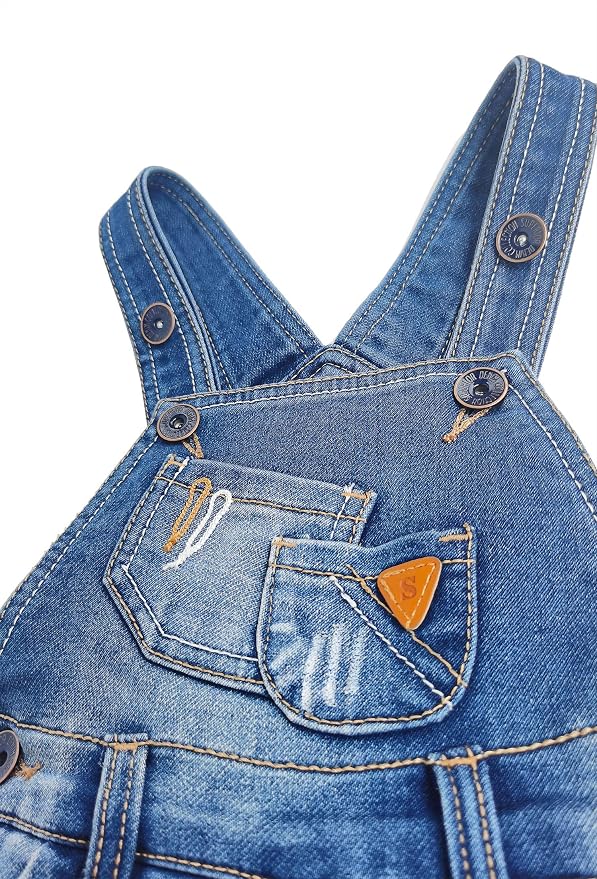KIDSCOOL SPACE Baby Toddler 2 Buttons Adjustable Straps Fashion Jean Overall - Image 3