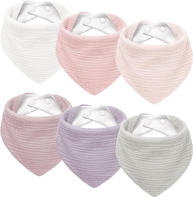 Susurration Muslin Baby Drool Bibs 6Pack Soft Triangular Adjustable Baby by Susurration