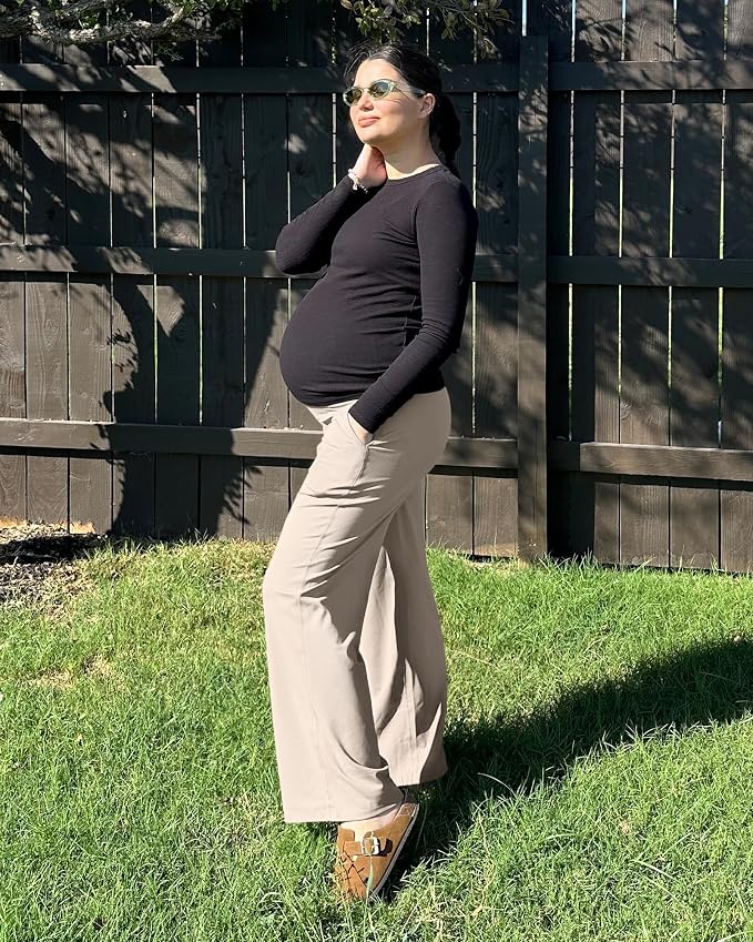 G4Free Maternity Pants Over The Belly Yoga Dress Work Pregnancy Pants Stretchy - Image 4