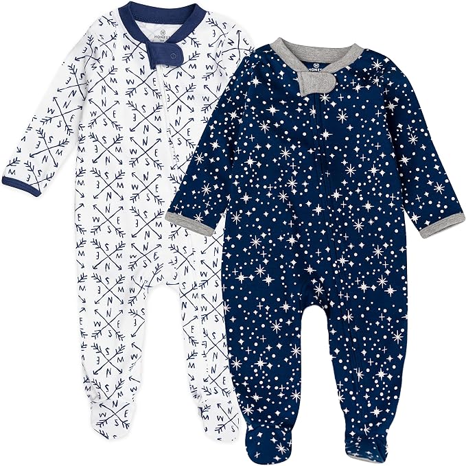 HonestBaby Baby Sleep N' Play One-Piece Zip-Front Footed Organic Cotton Pajama by HonestBaby