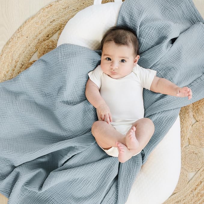 Konssy Muslin Swaddle Blankets for Boys Girls, 2 Pack Receiving Baby Blanket - Image 2