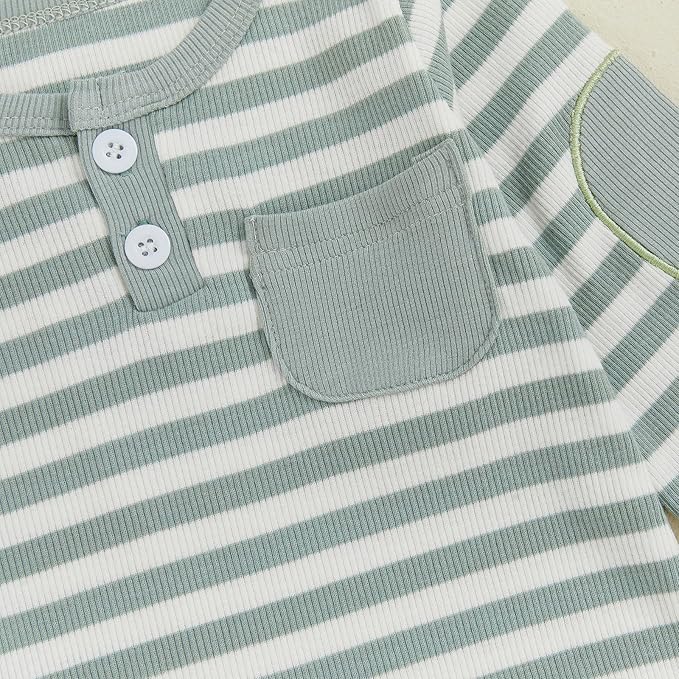 fhutpw Baby Boy Clothes 3 6 12 18 Months Ribbed Knitted Long Sleeve Romper and - Image 5