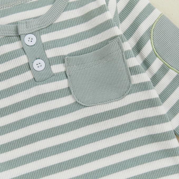 fhutpw Baby Boy Clothes 3 6 12 18 Months Ribbed Knitted Long Sleeve Romper and - Image 5