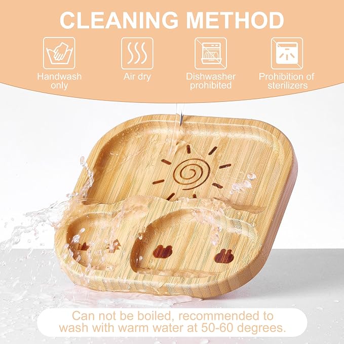 Suction Plates Bowls Set for Baby Toddler Non-Toxic Bamboo Feeding Set - Image 5