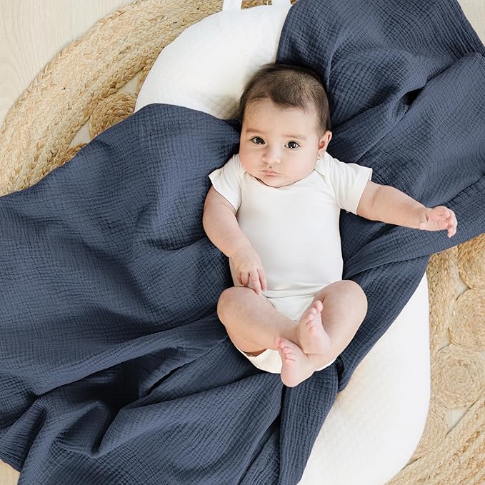 Konssy Muslin Swaddle Blankets for Boys Girls, 2 Pack Receiving Baby Blanket - Image 2