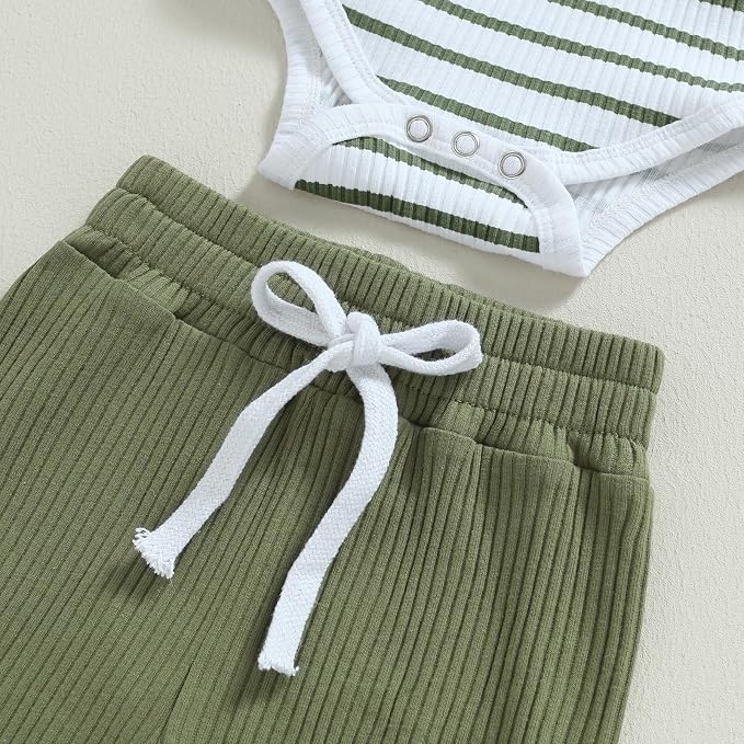 Newborn Baby Boy Girl Clothes Ribbed Knitted Long Sleeve Romper Pants Solid - Image 5