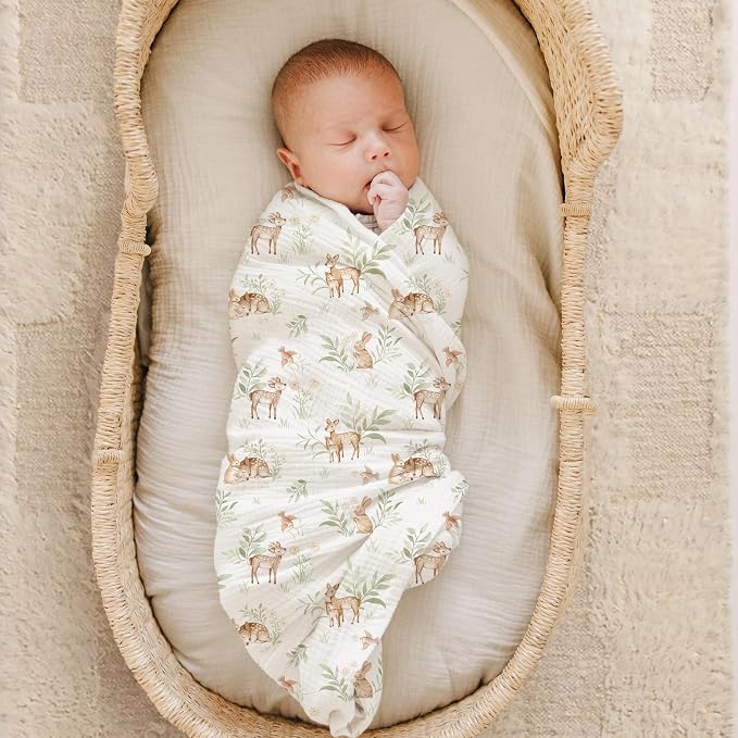 Konssy Muslin Swaddle Blankets for Girls Boys 2 Pack, 100% Cotton Receiving - Image 3