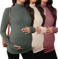 3 Pack Maternity T-Shirts Pregnancy Tops Women Sweater Long Sleeve Turtleneck by Sweetyweee