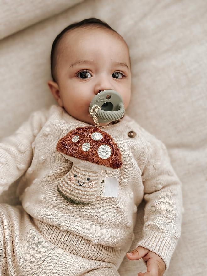 Itzy Ritzy Pacifier and Lovey Set; Detachable Plush Mushroom and Coordinating - Image 4
