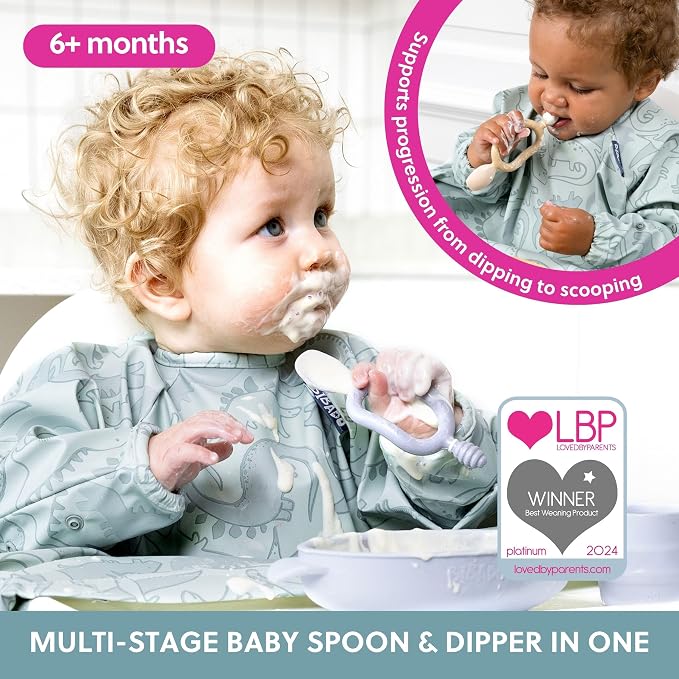 Bibado - Dippit Baby Spoon and Dipper, Mist - Soft, Chewable Dipper & Deep - Image 3