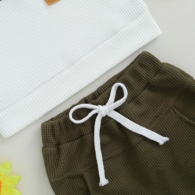 Toddler Baby Boy Fall Clothes Waffle Outfit Long Sleeve Color Blocking - Image 4