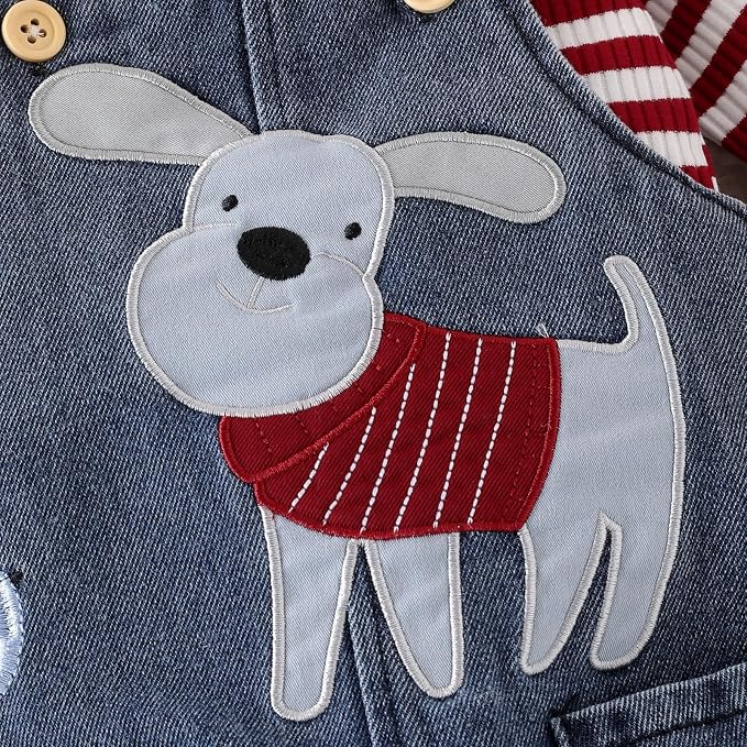 Baby Boy Clothes Fall Winter Outfits Long Sleeve Striped Romper Cute Cartoon - Image 8