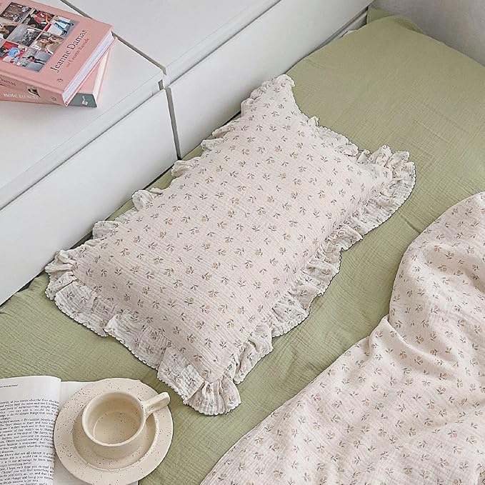 BuLuTu Cotton Muslin Kids Toddler Pillowcase Sprout Pattern, Shabby Chic by BuLuTu