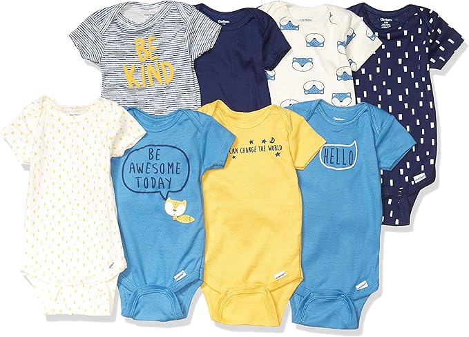 Gerber unisex-baby 8-pack Short Sleeve Onesies Bodysuits by Gerber