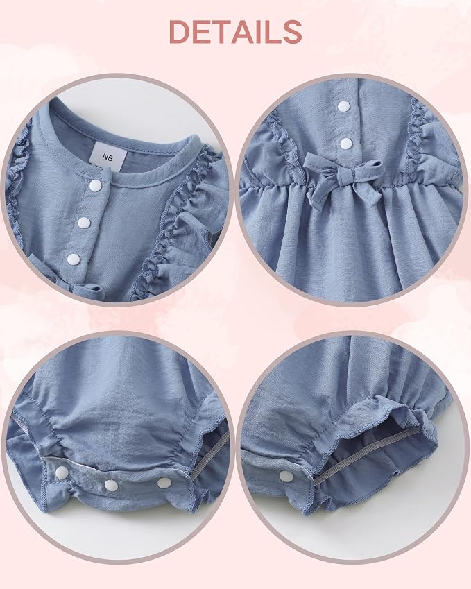 Renotemy Newborn Infant Baby Girl Clothes Rompers Summer Jumpsuits Short Sleeve - Image 3