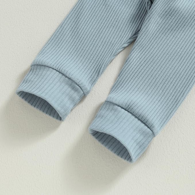 Newborn Baby Boy Girl Clothes Ribbed Knitted Long Sleeve Romper Pants Solid - Image 6