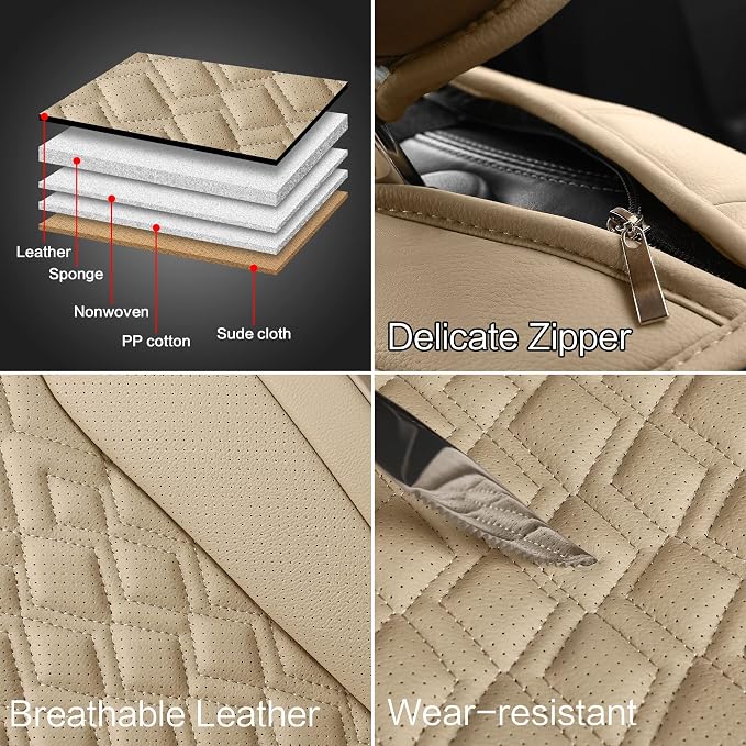 Pariitadin Leather Car Seat Covers Full Set, Waterproof Breathable Faux Leather - Image 6