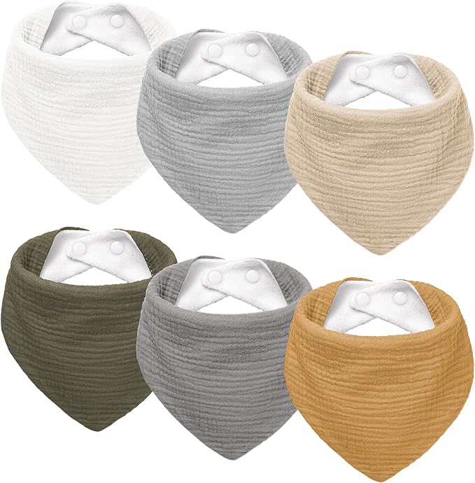Susurration Muslin Baby Drool Bibs 6Pack Soft Triangular Adjustable Baby by Susurration