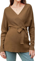 OUGES Womens Soft Cotton Blend Maternity Sweater Wrap V Neck Long Sleeve V Back by OUGES