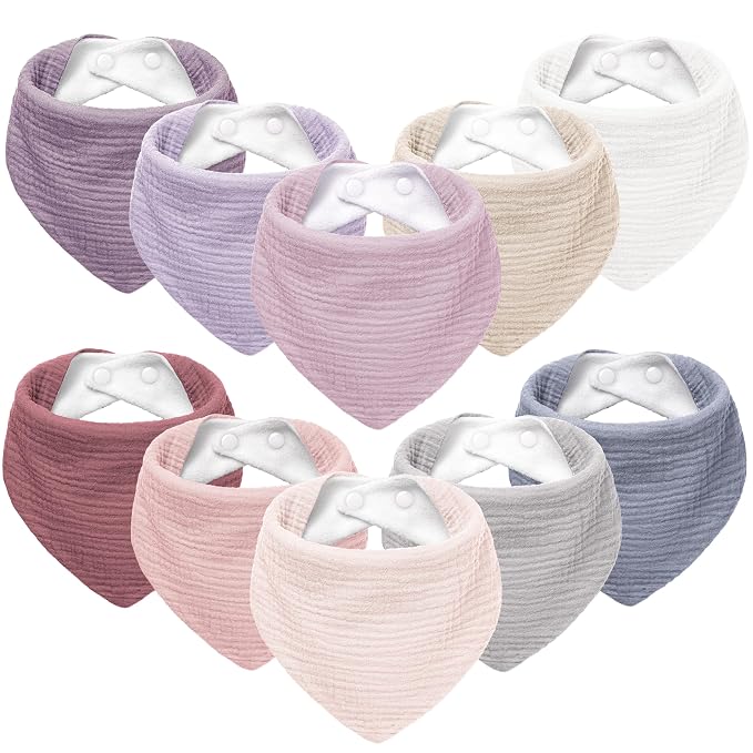 Susurration Muslin Baby Bibs 10Pack Baby Bandana Drool Bibs Soft Adjustable by Susurration