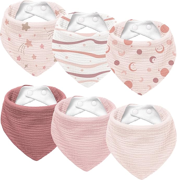 Susurration Muslin Baby Drool Bibs 6Pack Soft Triangular Adjustable Baby by Susurration