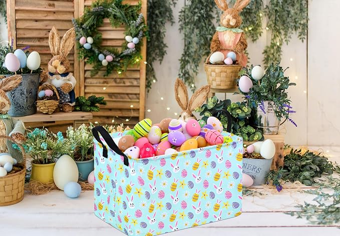 Easter Gift Basket Eggs Storage Basket Kids Toys Storage Basket Organizer Box - Image 3