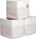 NaturalCozy 13x15x13 Kallax Storage Cubes Bins, 3 Pack | Cotton Rope Cube by NaturalCozy