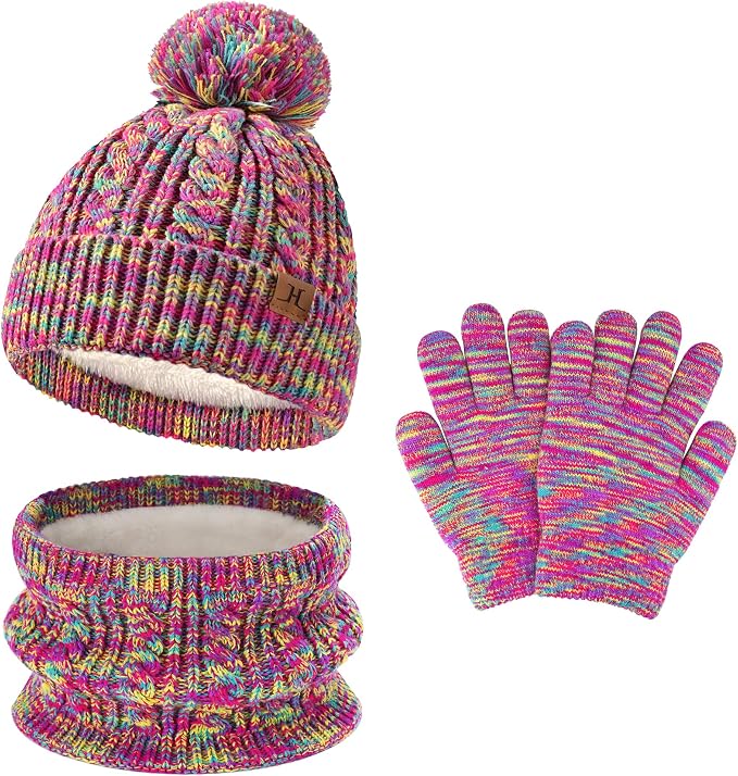 Kids Toddlers Winter Beanie Hats Gloves Neck Scarf Set Mittens Gifts by FZFANTASTICZONE